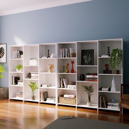 Kit 2 Estantes para Livros Baixa 7 Prateleiras 137,5cmx272cm London Yescasa - 1