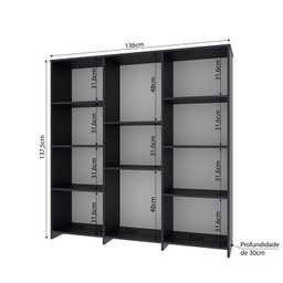 Kit 2 Estantes para Livros Baixa 7 Prateleiras 137,5cmx272cm London Yescasa - 3