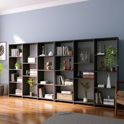 Kit 2 Estantes para Livros Baixa 7 Prateleiras 137,5cmx272cm London Yescasa - 1