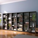Ver imagem 4 de Kit 2 Estantes Livreiro Multiuso 7 Prateleiras 11 Nichos London Preto Yescasa