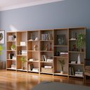 Ver imagem 1 de Kit 2 Estantes para Livros Baixa 7 Prateleiras 137,5cmx272cm London Yescasa