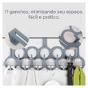 Ver imagem 2 de Suporte Cabide de Porta Redondo para Bolsa Cinto 11 Ganchos Cinza