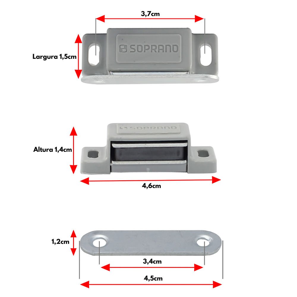 Kit 10 Fecho Magnético Imã Trava Porta Gaveta Armário Móveis - 3
