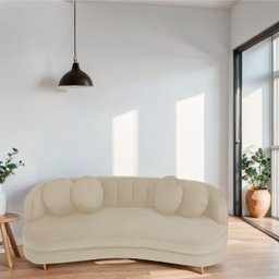 Sofá Curvo 2 Lugares Orgânico Sala Recepção Escritório Decorativo Luxo Panamá 160cm Bouclé - 2
