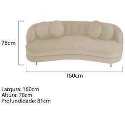 Sofá Curvo 2 Lugares Orgânico Sala Recepção Escritório Decorativo Luxo Panamá 160cm Bouclé - 3