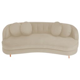 Sofá Curvo 2 Lugares Orgânico Sala Recepção Escritório Decorativo Luxo Panamá 160cm Bouclé - 1