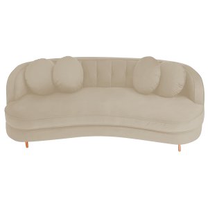 Sofá Curvo 2 Lugares Orgânico Sala Recepção Escritório Decorativo Luxo Panamá 160cm Bouclé