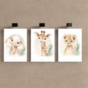 Ver imagem 3 de Kit 3 Quadro Decorativo Safari Infantil Animais Criança Leão Qualidade Premium Moderno 28x20cm