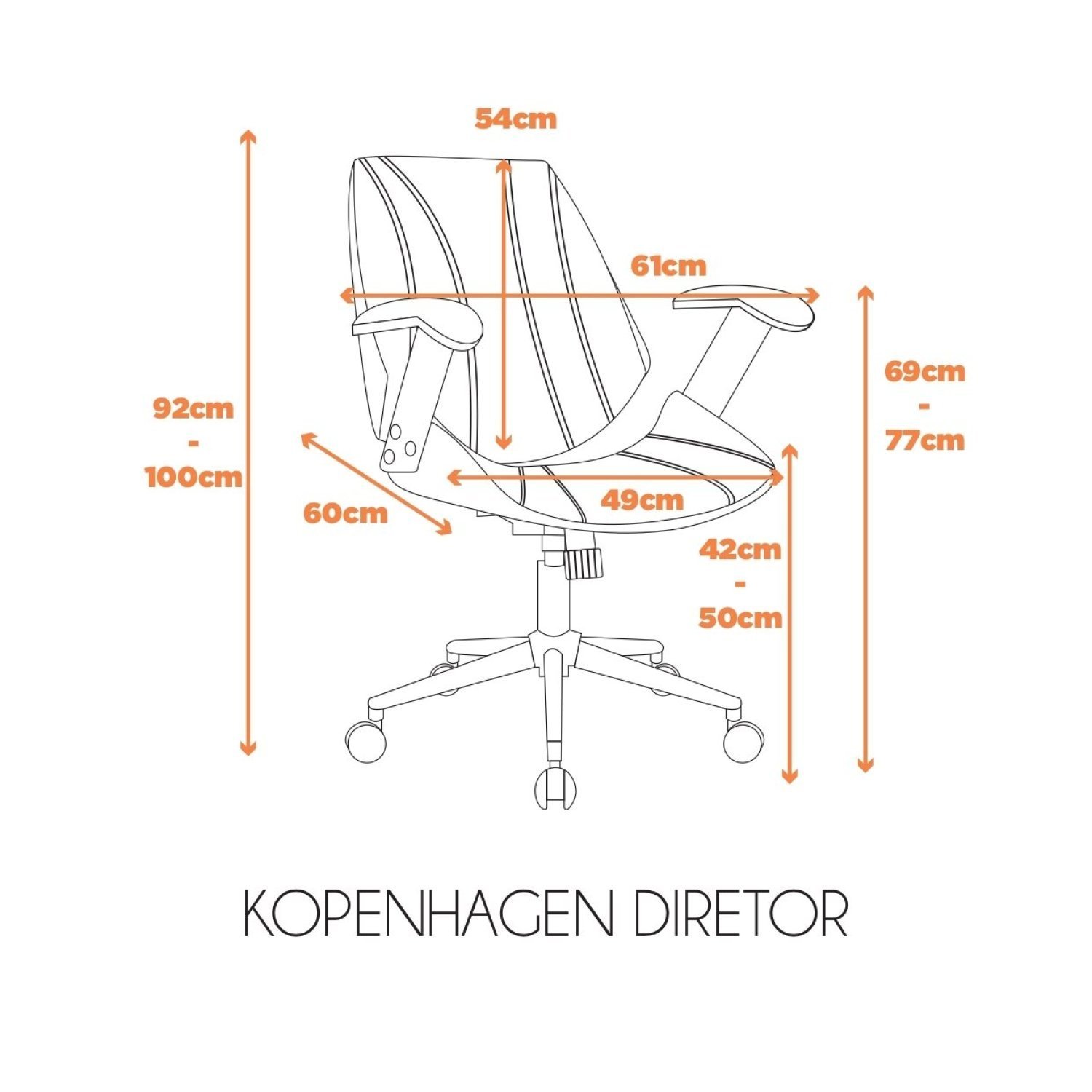 Cadeira Escritório Diretor Giratória Kopenhagen  - 6