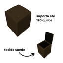 Ver imagem 4 de Puff Baú Quadrado Guarda Acessórios Assento Apoio de Pés - Marrom