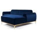 Ver imagem 1 de Sofá 300cm 5 Lugares Chaise Direito Pés Gold Azul Marinho