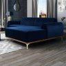 Sofá 300cm 5 Lugares Chaise Direito Pés Gold Azul Marinho - 6
