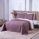 Ver imagem 4 de Kit Cobre Leito Milão Casal 3 Peças 100% Poliéster - Rose Cassis / Branco