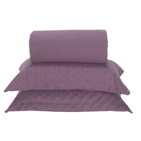 Kit Cobre Leito Milão Casal 3 Peças 100% Poliéster - Rose Cassis / Branco