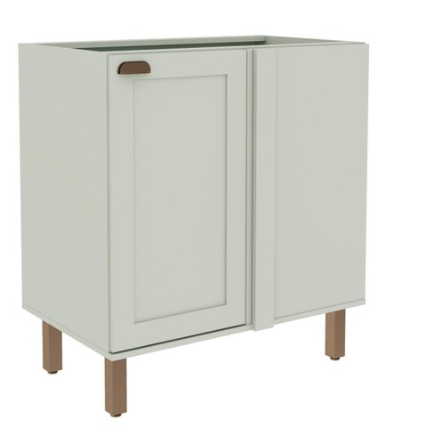 Balcão de Canto para Cozinha 1 Porta sem Tampo Iluminata Verde/Mint