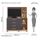 Ver imagem 6 de Cômoda com Painel TV 43" 4 Gavetas 2 Portas e Espelho Dunas Espresso Móveis