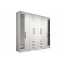 Ver imagem 1 de Guarda Roupa Casal 8 Portas e 6 Gavetas C/ Espelho e Pés Master 8.6 Branco - Santos Andirá