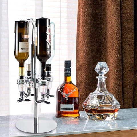 Dispensador de Bebidas Inox Suporte 4 Garrafas Bar