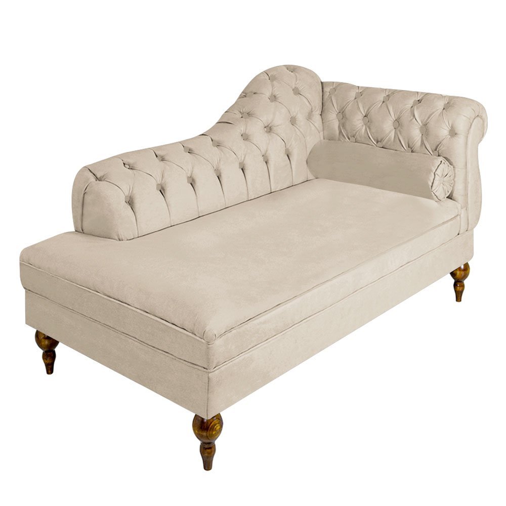 Recamier Cancun Sofá Divã Chaise Chesterfield 3 Lugar 1.80:Corino bege - 2