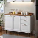 Ver imagem 1 de Balcão para Cozinha 2 Portas 3 Gavetas Provençais com Tampo Iluminata Branco/Fosco/Ébano