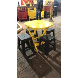Mesa Dobrável de Plástico Resistente Prática Barata Cor:preta - 5