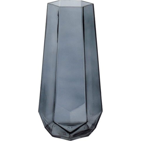 Vaso Decorativo Enfeite Casa Geométrico Home&co Vidro 25x8x8cm Fume