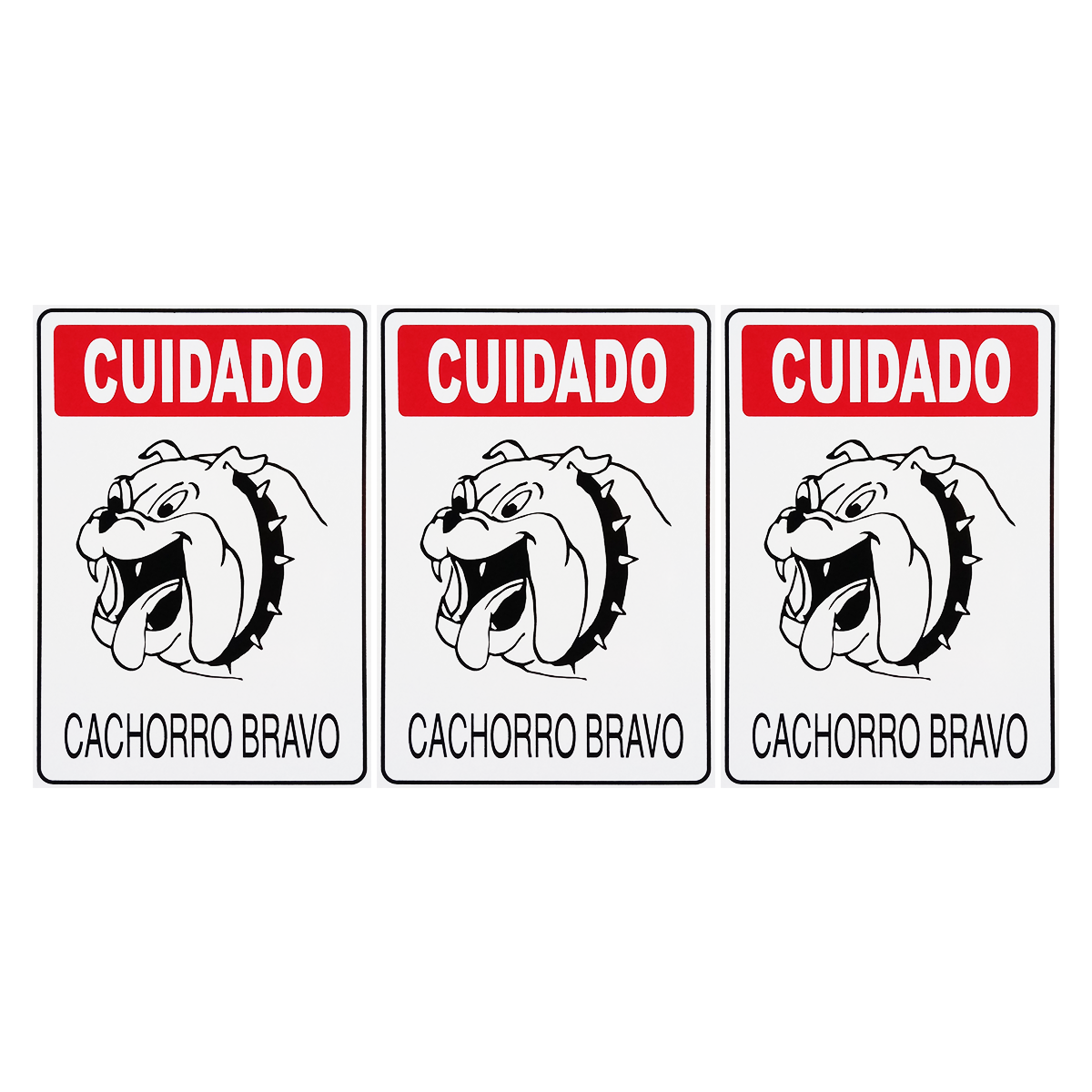 Combo 3 Placas De Sinalização Cuidado Cachorro Bravo 20x30 Acesso - P-6 F9e