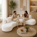 Ver imagem 3 de Sofá Modular Curvo 360cm Orgânico Virginia Bouclé Branco