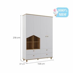 Conjunto Quarto de Bebê Completo Berço 2 em 1 Cômoda Estante Guarda Roupa Bala de Goma Espresso Móve - 10