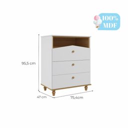 Conjunto Quarto de Bebê Completo Berço 2 em 1 Cômoda Estante Guarda Roupa Bala de Goma Espresso Móve - 11