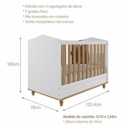 Conjunto Quarto de Bebê Completo Berço 2 em 1 Cômoda Estante Guarda Roupa Bala de Goma Espresso Móve - 12