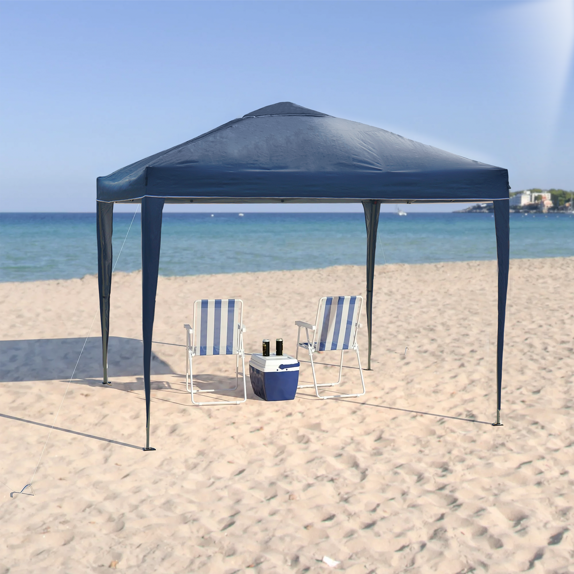 Tenda Articulada Gazebo 3x3m Articulado Alumínio Praia Camping com Bolsa - Azul - 2