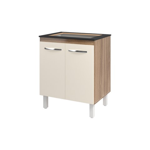 Balcão Armário de Cozinha Fran para Fogão Cooktop 4 Bocas Mobília Decor Savana Off White