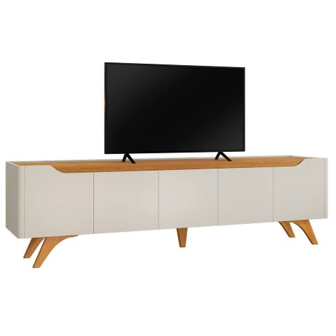 Rack Grecia 220 4 Portas e 1 Gaveta Mavaular Off White/naturale