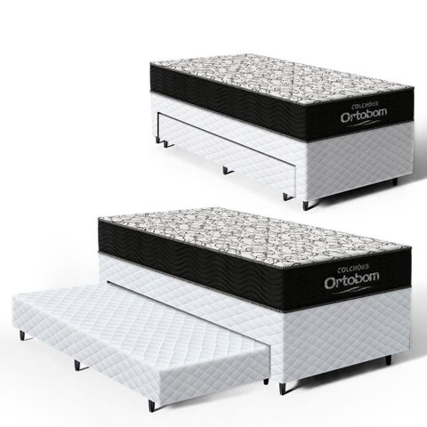 Cama Box com Colchão de Espuma D45 Ortobom Airtech 150 + Auxiliar de Espuma Unique Solteiro 88cm