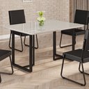 Ver imagem 2 de Mesa para Sala de Jantar Retangular 120x90cm MDF com Vidro Lunna Cinza/Preto Fosco/Off White