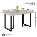 Ver imagem 3 de Mesa para Sala de Jantar Retangular 120x90cm MDF com Vidro Lunna Cinza/Preto Fosco/Off White