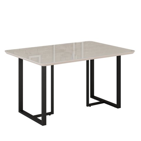 Mesa para Sala de Jantar Retangular 120x90cm MDF com Vidro Lunna Cinza/Preto Fosco/Off White