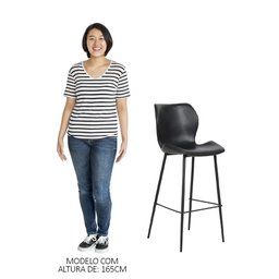 Kit 5 Banquetas Alta com Encosto para Bancada Cozinha Penha R02 PU Preto - Mpozenato - 5
