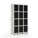 Ver imagem 2 de Armário Roupeiro Locker Guarda-Volume de Aço 12 Portas Pequenas com Fecho para Cadeado Vestiário Academia Preto/Cinza