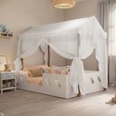 Ver imagem 2 de Cama Casinha Montessoriana Isa MDF + Voal Mosquiteiro Dossel para Quarto Infantil - Branco