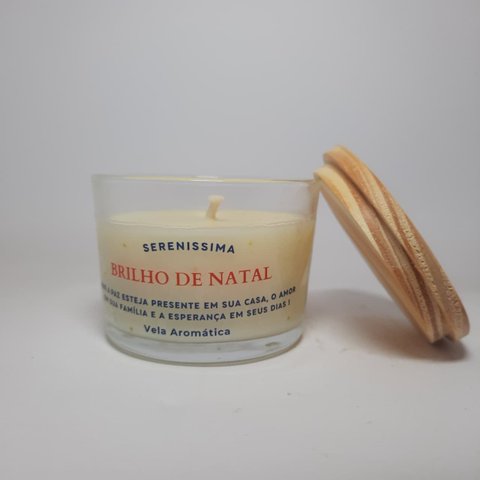 Vela Aromática Decorativa Brilho de Natal com Pavio de Algodão e Cera de Coco 120GR Essência Premium