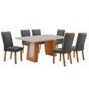 Ver imagem 2 de Mesa de Jantar Carolina 180cm Tampo MDF Vidro Canto Copo com 6 Cadeiras Lisa