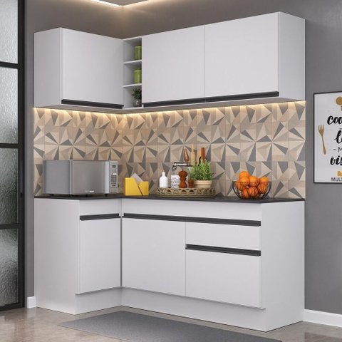 Armário De Cozinha Compacta De Canto Mp2092.964 Branco/Preto