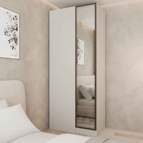 Guarda Roupa Modulado 100% MDF de Canto Linear Reflecta Orion CabeCasa MadeiraOriginals Bege