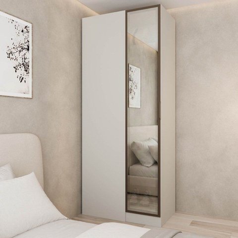 Guarda Roupa Planejado 100% MDF de Canto Linear Reflecta Orion CabeCasa MadeiraOriginals Bege
