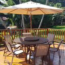 Ver imagem 3 de Kit Jogo Mesa Giratória Aluminio 6 Cadeiras Espreguiçadeiras Mesinha e Guarda Sol