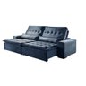 Sofá 4 Lugares Retrátil e Reclinável Elegance 2.50m Veludo Azul Sierra - Móveis Mix - 1