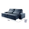 Sofá 4 Lugares Retrátil e Reclinável Elegance 2.50m Veludo Azul Sierra - Móveis Mix - 4