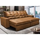 Ver imagem 1 de Sofá de Courino Retrátil e Reclinável 2,35m Cama inBox Bourbon SoftGel D40 Caramelo